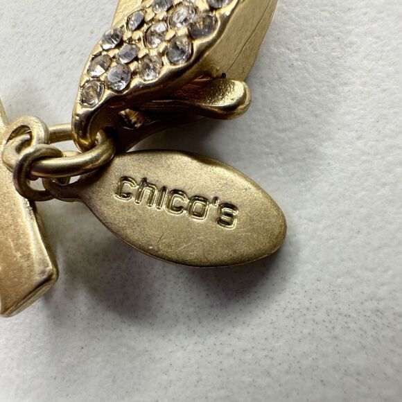 Chico's Layered Double Strand Chunky Faux Pearl Beaded Long Gold Tone Necklace - Picture 14 of 14